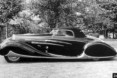 243. Type 57, Chassis # 57808, Van Vooren Design by Figoni Falashi, executed by Van Vooren. Presented in 1939 by the French Government to the Shah of Persia, Prince Pahlevi, as a wedding gift.