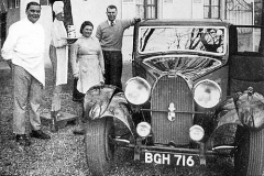 263. Type 57, Chassis # 57142, Reg BGH 716, James Young Geoff Battersby at Hotel Heim, Molsheim, c.1954