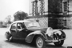 274. Type 57, Chassis # 57739, Reg. FUW 180, Figoni & Falaschi Lady Cholmondeley in her new F and F saloon, Spring 1938. Note perspex panels in roof.