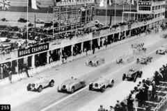 255. Type 57G, Chassis # 57455 Car 12 (centre) of J.P. Wimille at start of G.P. de la Marne Rheims 1936.