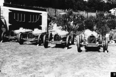 97. Type 59 Belgian G.P. 14 July 1935. Bugatti entry and spare car. Car 8, Robert Benoist; car 10, J.P. Wimille; car 12, Piero Taruffi.