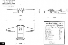 048. Aero Engines technical drawing of de Monge Type 7.5 aircraft with 2 Brescia engines.